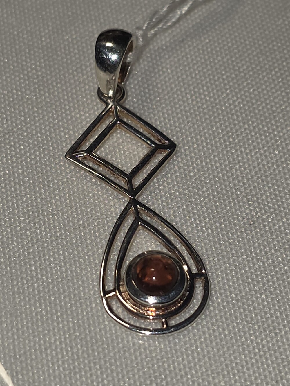 Sterling Silver 925 Teardrop Pendant with Pink Tourmeline Stone